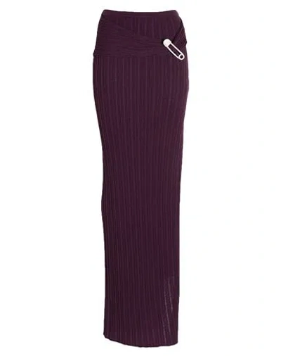 Giuseppe Di Morabito Woman Maxi Skirt Plum Size L Merino Wool, Acrylic, Polyamide In Purple