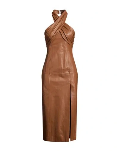 Giuseppe Di Morabito Woman Midi Dress Brown Size 8 Lambskin