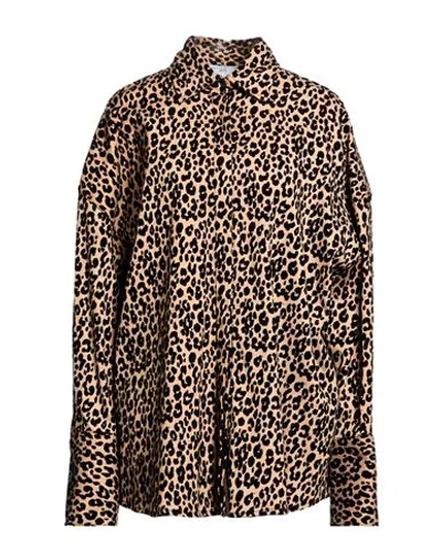 Giuseppe Di Morabito Woman Shirt Beige Size S Polyester, Cotton, Elastane In Neutral