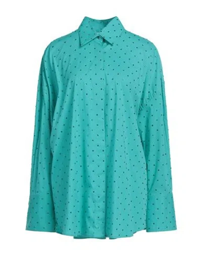 Giuseppe Di Morabito Woman Shirt Turquoise Size 4 Cotton In Blue