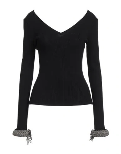 GIUSEPPE DI MORABITO GIUSEPPE DI MORABITO WOMAN SWEATER BLACK SIZE 8 MERINO WOOL, LYCRA