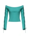 Giuseppe Di Morabito Lace-up Off-the-shoulder Cropped Knitwear In Blue