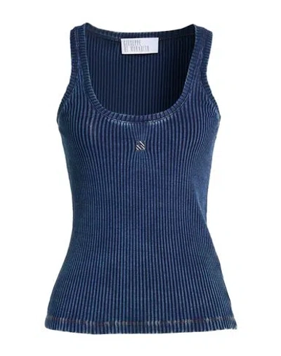 Giuseppe Di Morabito Woman Tank Top Blue Size L Cotton, Elastane