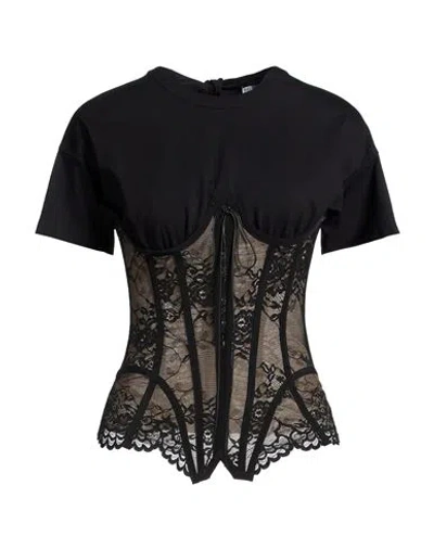 Giuseppe Di Morabito Woman Top Black Size 4 Cotton, Polyamide, Elastane