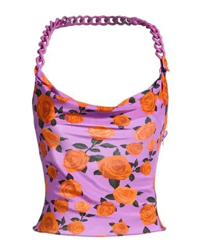 Giuseppe Di Morabito Woman Top Purple Size 2 Silk In Multi