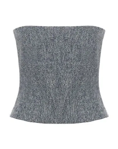 Giuseppe Di Morabito Woman Top Slate Blue Size 8 Cotton, Wool, Polyester, Alpaca Wool, Polyamide In Gray