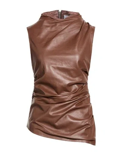 Giuseppe Di Morabito Woman Top Tan Size 2 Lambskin In Brown