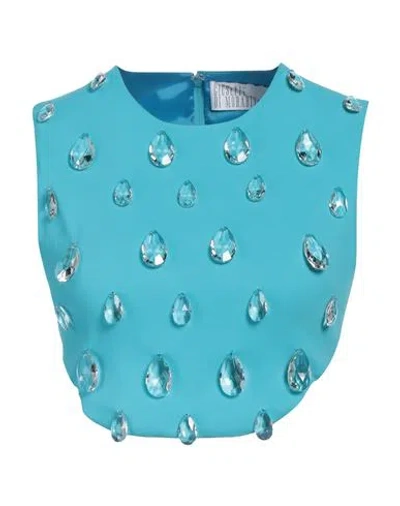 Giuseppe Di Morabito Woman Top Turquoise Size 4 Viscose, Elastane In Blue