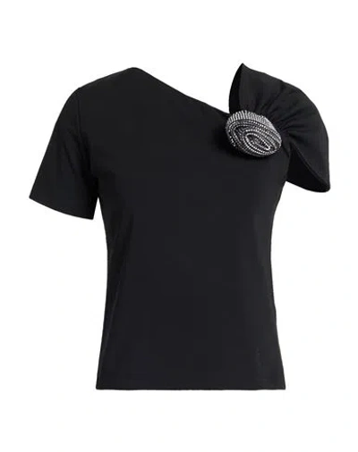 Giuseppe Di Morabito Woman T-shirt Black Size 2 Cotton, Polyamide, Elastane