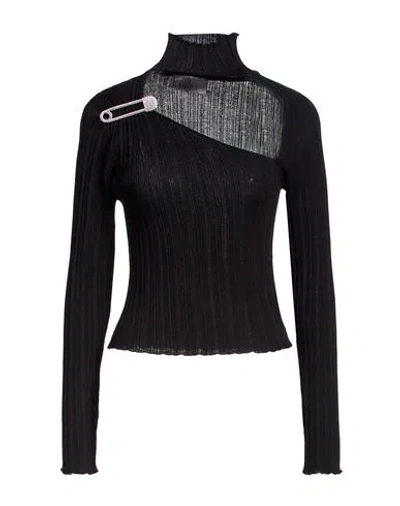 Giuseppe Di Morabito Woman Turtleneck Black Size L Merino Wool, Acrylic, Polyamide