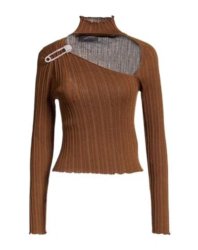 Giuseppe Di Morabito Woman Turtleneck Brown Size M Merino Wool, Acrylic, Polyamide