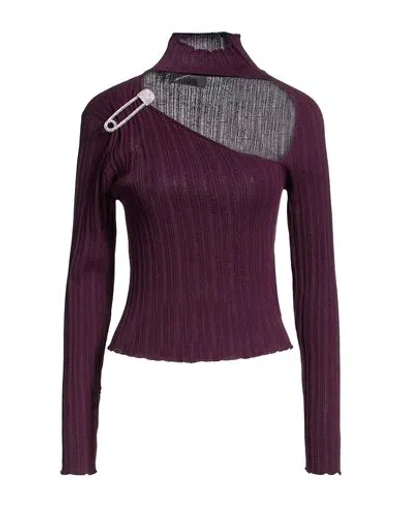 Giuseppe Di Morabito Woman Turtleneck Plum Size L Merino Wool, Acrylic, Polyamide In Purple