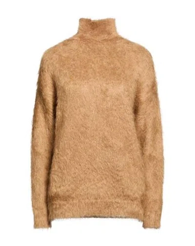 Giuseppe Di Morabito Woman Turtleneck Sand Size L Superkid Mohair, Polyamide, Elastane In Neutral