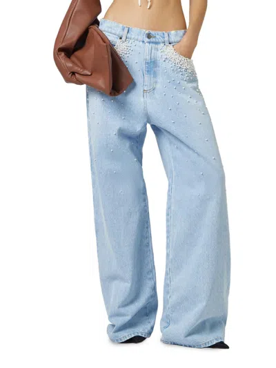 Giuseppe Di Morabito Women's Act Ii: The Fall Of Icarus Faux Pearl Wide-leg Jeans In Blue