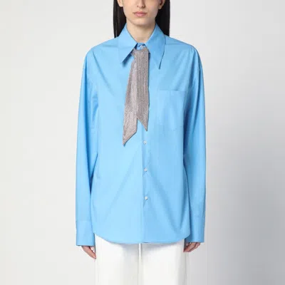 Giuseppe Di Morabito Women's Blue Shirt With Rhinestone Scarf