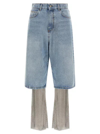 Giuseppe Di Morabito Crystal Hybrid Jeans Leggings Trousers In Blue