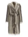 Giuseppe Di Morabito Waist Belted Faux Fur Knee Length Coat In Gray