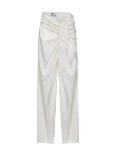 Giuseppe Di Morabito Women Ivory Virgin Wool Draped Trousers In Multi