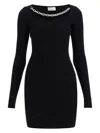 Giuseppe Di Morabito Chic Long-sleeved Mini Dress With Crystal Chain Detail In Nero