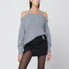 Giuseppe Di Morabito Cold Shoulder Sweater Featuring Crystal Embellishments In Gray