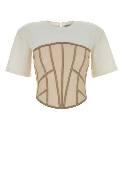 Giuseppe Di Morabito Women Two-tone Stretch Jersey And Mesh T-shirt In Multi
