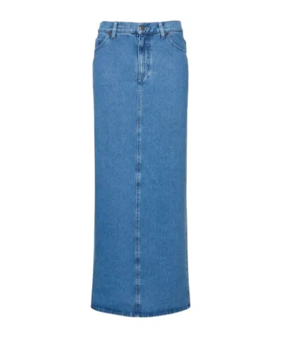 Giuseppe Di Morabito Wool Blend Denim Skirt In Blue