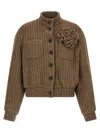 Giuseppe Di Morabito Knitted Flower-embellished Jacket In Brown