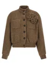 Giuseppe Di Morabito Knitted Flower-embellished Jacket In Brown