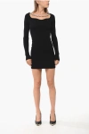 Giuseppe Di Morabito Wool Merinos Ribbed Bodycon Dress With Jewel Chain