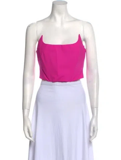 Pre-owned Giuseppe Di Morabito Wool Square Neckline Crop Top In Pink