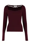 Giuseppe Di Morabito Chain-embellished Ribbed Sweater In Burgundy
