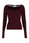 Giuseppe Di Morabito Chain-embellished Ribbed Sweater In Burgundy