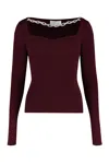 Giuseppe Di Morabito Chain-embellished Ribbed Sweater In Burgundy