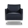 Giuseppe Nicoletti Coco Leather Chair - Exclusive In Bull  Blu/polished Stainless Steel