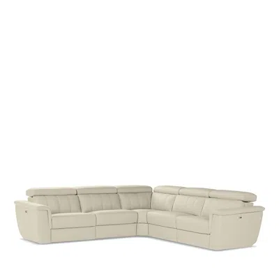 Giuseppe Nicoletti Giuseppi Nicoletti Trevi 5 Piece Power Reclining Leather Sectional In Bianco