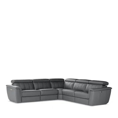 Giuseppe Nicoletti Giuseppi Nicoletti Trevi 5 Piece Power Reclining Leather Sectional In Grigio