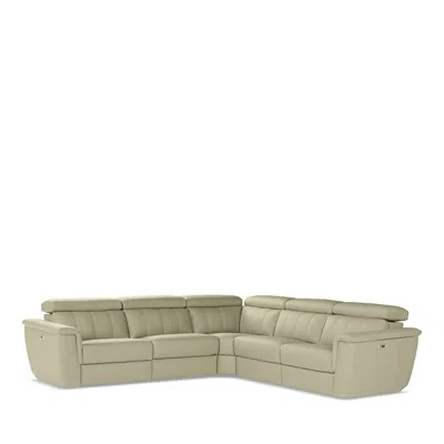 Giuseppe Nicoletti Giuseppi Nicoletti Trevi 5 Piece Power Reclining Leather Sectional In Ice