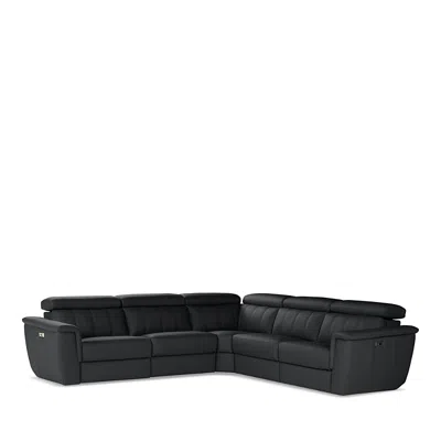 Giuseppe Nicoletti Giuseppi Nicoletti Trevi 5 Piece Power Reclining Leather Sectional In Nero