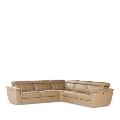 Giuseppe Nicoletti Giuseppi Nicoletti Trevi 5 Piece Power Reclining Leather Sectional In Taupe