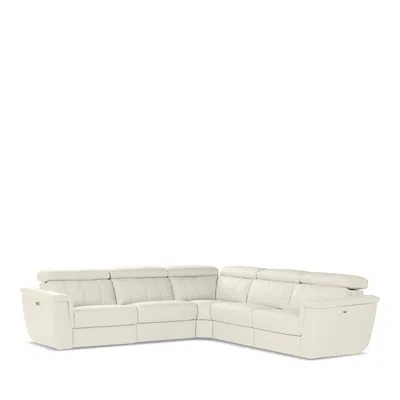 Giuseppe Nicoletti Giuseppi Nicoletti Trevi 5 Piece Power Reclining Leather Sectional In Torello  Bianco Puro