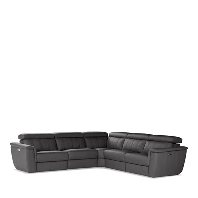 Giuseppe Nicoletti Giuseppi Nicoletti Trevi 5 Piece Power Reclining Leather Sectional In Torello  Chocolate