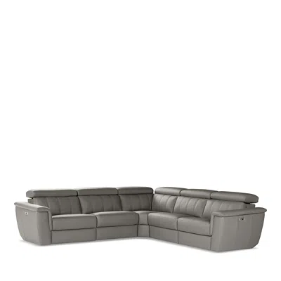 Giuseppe Nicoletti Giuseppi Nicoletti Trevi 5 Piece Power Reclining Leather Sectional In Tortora