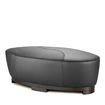 Giuseppe Nicoletti Hollister Oval Leather Ottoman In Bull 329 Grigio