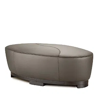 Giuseppe Nicoletti Hollister Oval Leather Ottoman In Bull 358 Biscotto