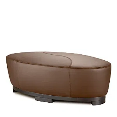 Giuseppe Nicoletti Hollister Oval Leather Ottoman In Bull 363 Cognac