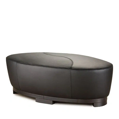 Giuseppe Nicoletti Hollister Oval Leather Ottoman In Bull 93 Bianco