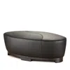 Giuseppe Nicoletti Hollister Oval Leather Ottoman In Bull  Black