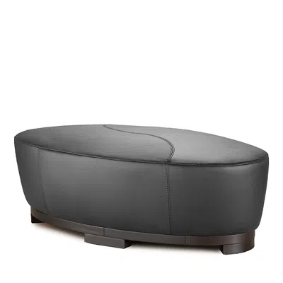 Giuseppe Nicoletti Hollister Oval Leather Ottoman In Bull  Grigio