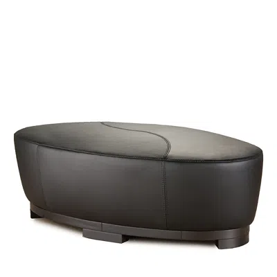 Giuseppe Nicoletti Hollister Oval Leather Ottoman In Bull  Senape