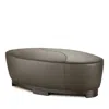 Giuseppe Nicoletti Hollister Oval Leather Ottoman In Bull  Taupe